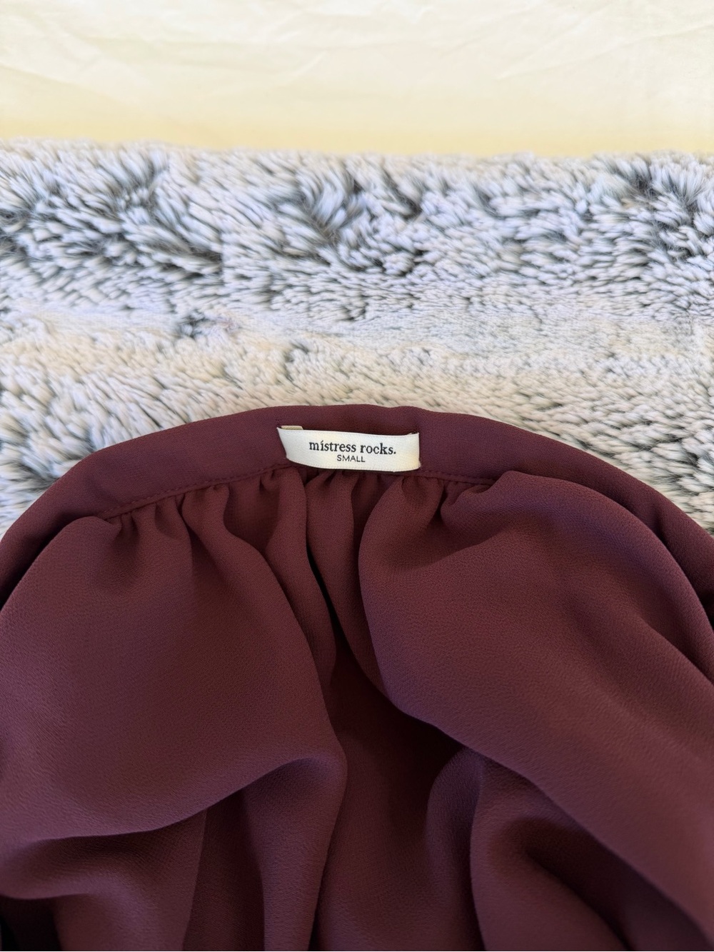 House of CB Mistress Rocks Dark Plum Floaty Layered Mini Skirt - Picture 4 of 5